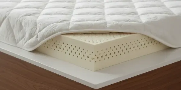 ساختار داخلی تشک لاتکس طبیعی با بافت متخلخل و سوراخدار که از شیره درخت کائوچو تولید شده است