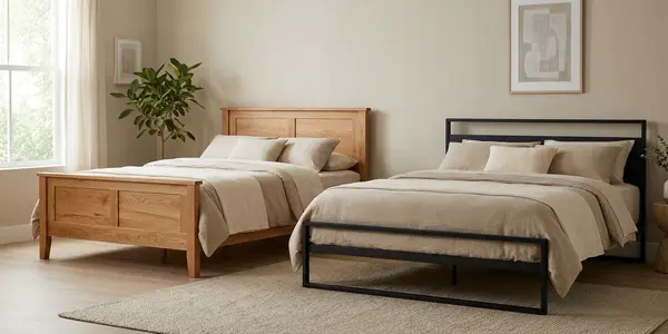 مقایسه تخت خواب فلزی و چوبی از نظر جنس، استحکام و هماهنگی با دکوراسیون